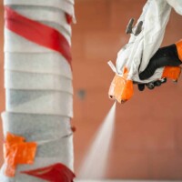 Aanbrengen van gespoten PUR Aanbrengen van gespoten PUR